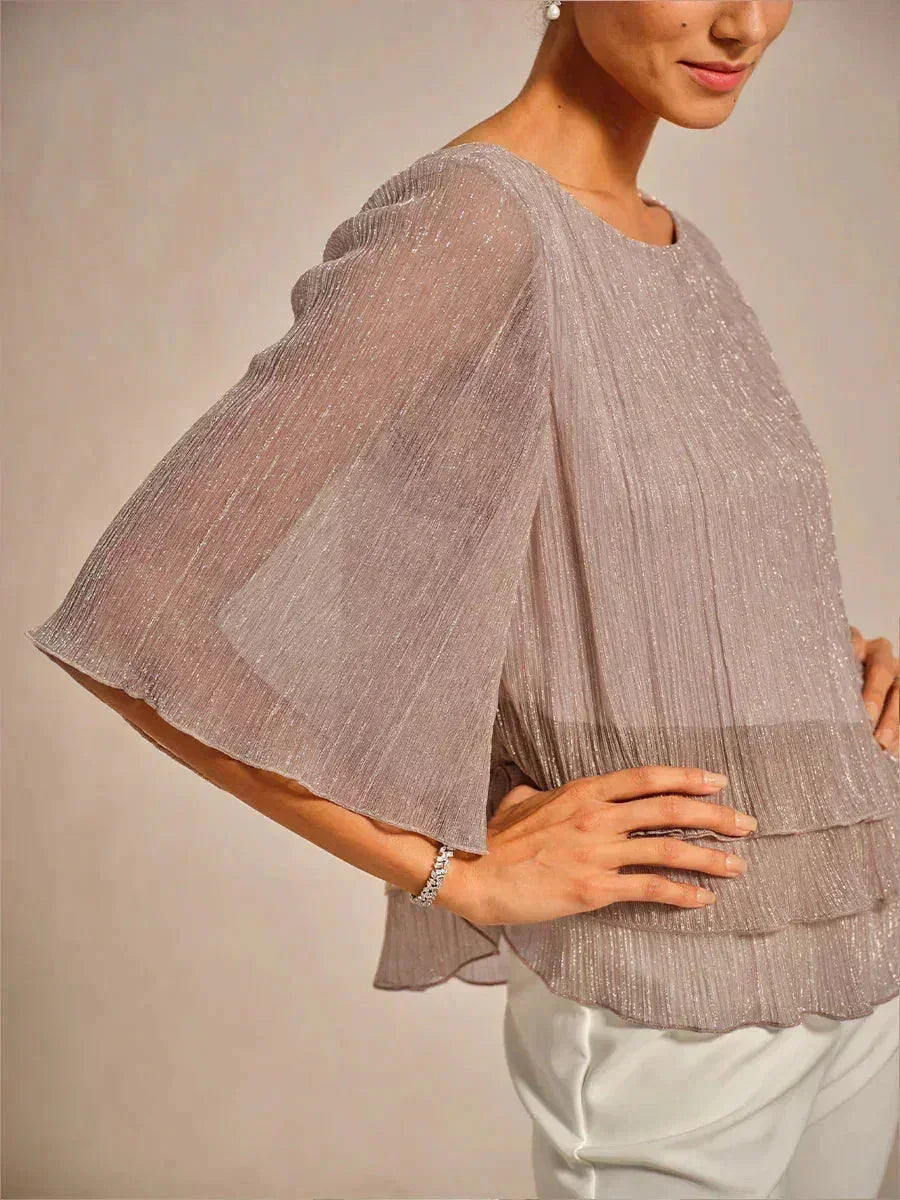 Chemise à couches asymétrique en chiffon froissé métallique