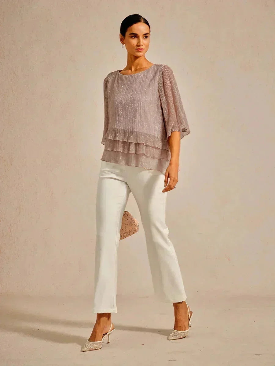 Chemise à couches asymétrique en chiffon froissé métallique