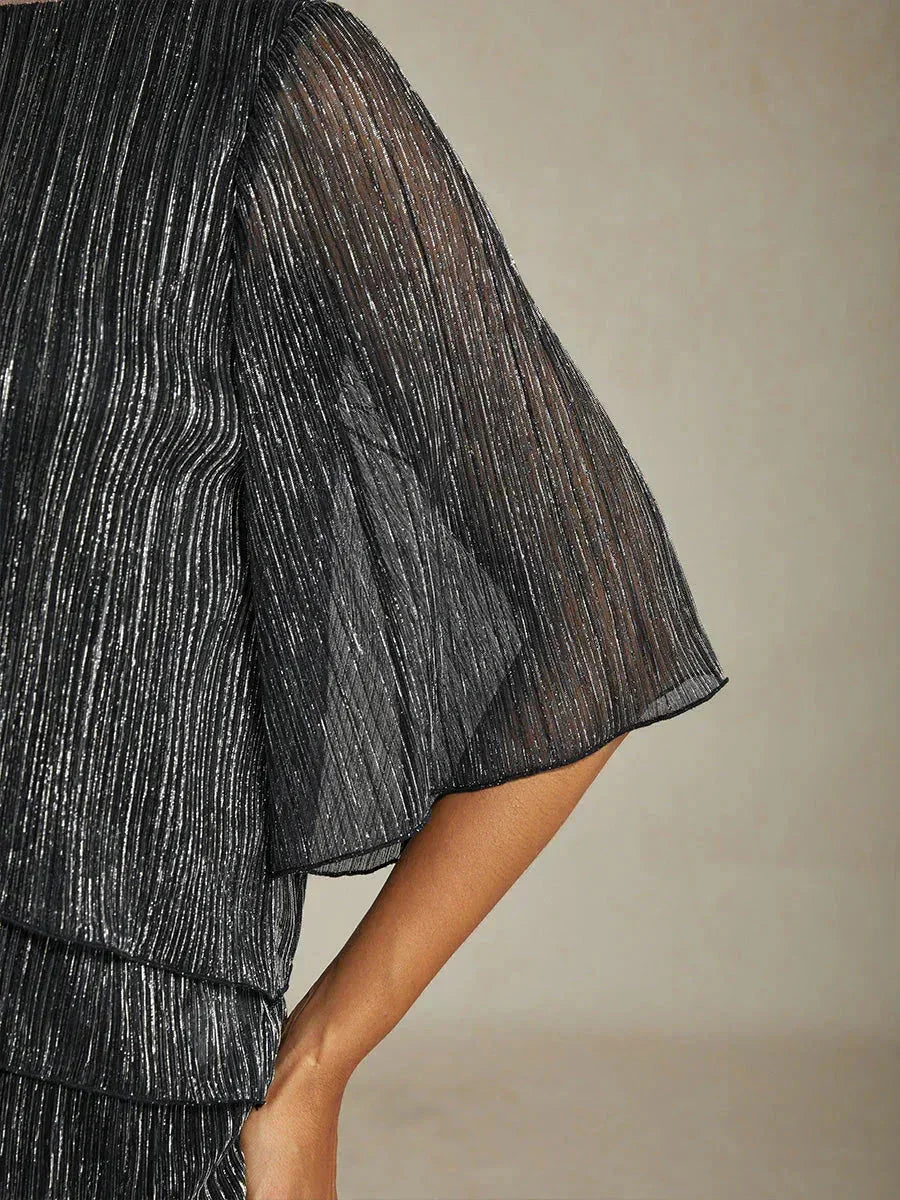 Chemise asymétrique en soie métallique plissée