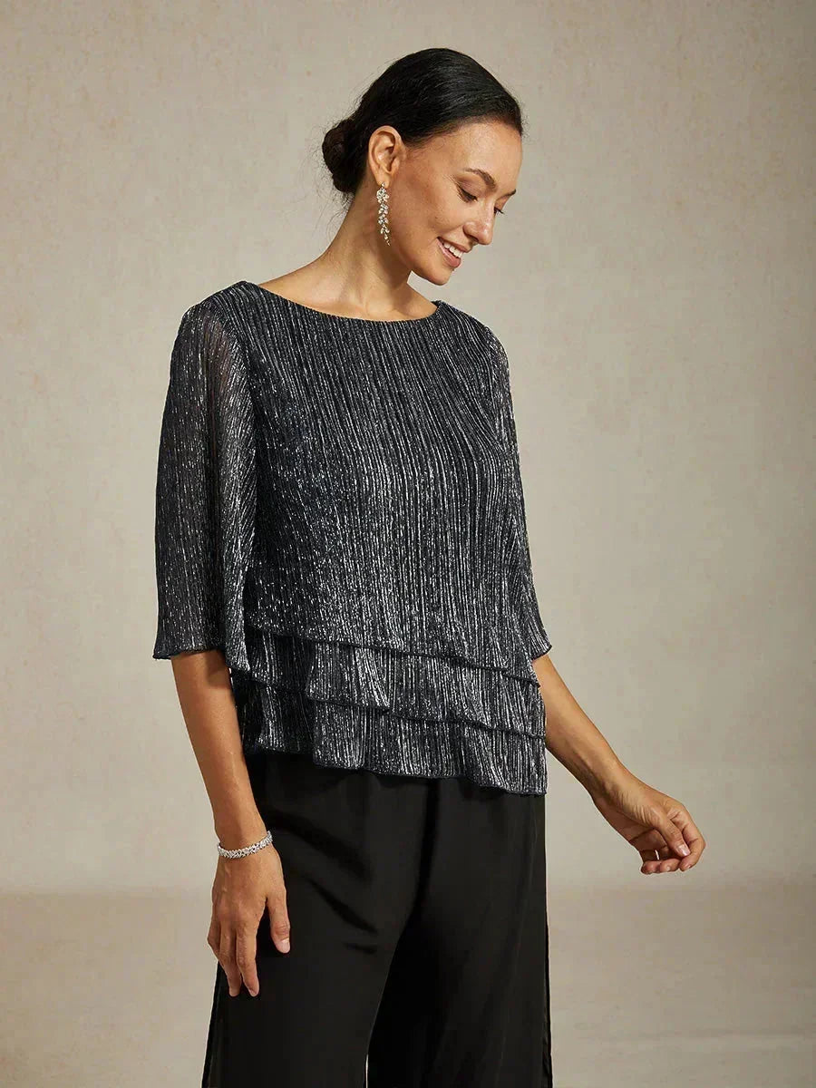 Chemise à couches asymétrique en chiffon froissé métallique
