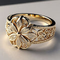 Bague en or avec zircons floraux