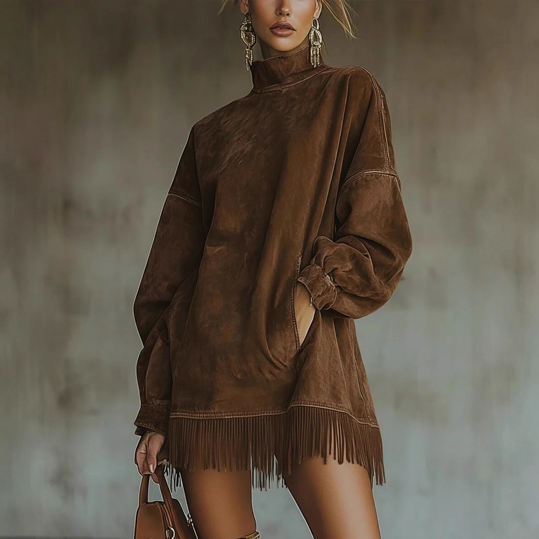 Robe t-shirt à col montant - Olive