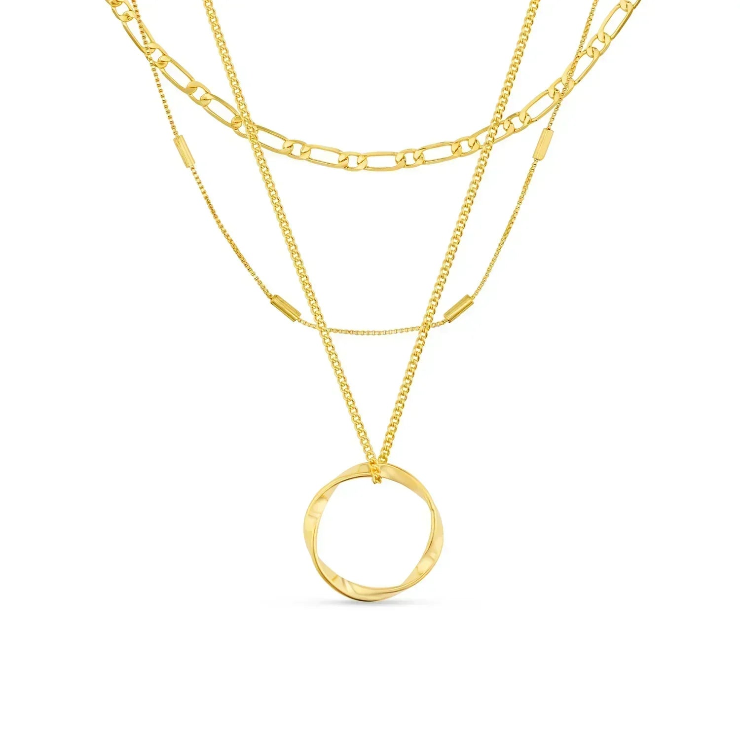 Bracelet avec un anneau ouvert en trois rangées d'or
