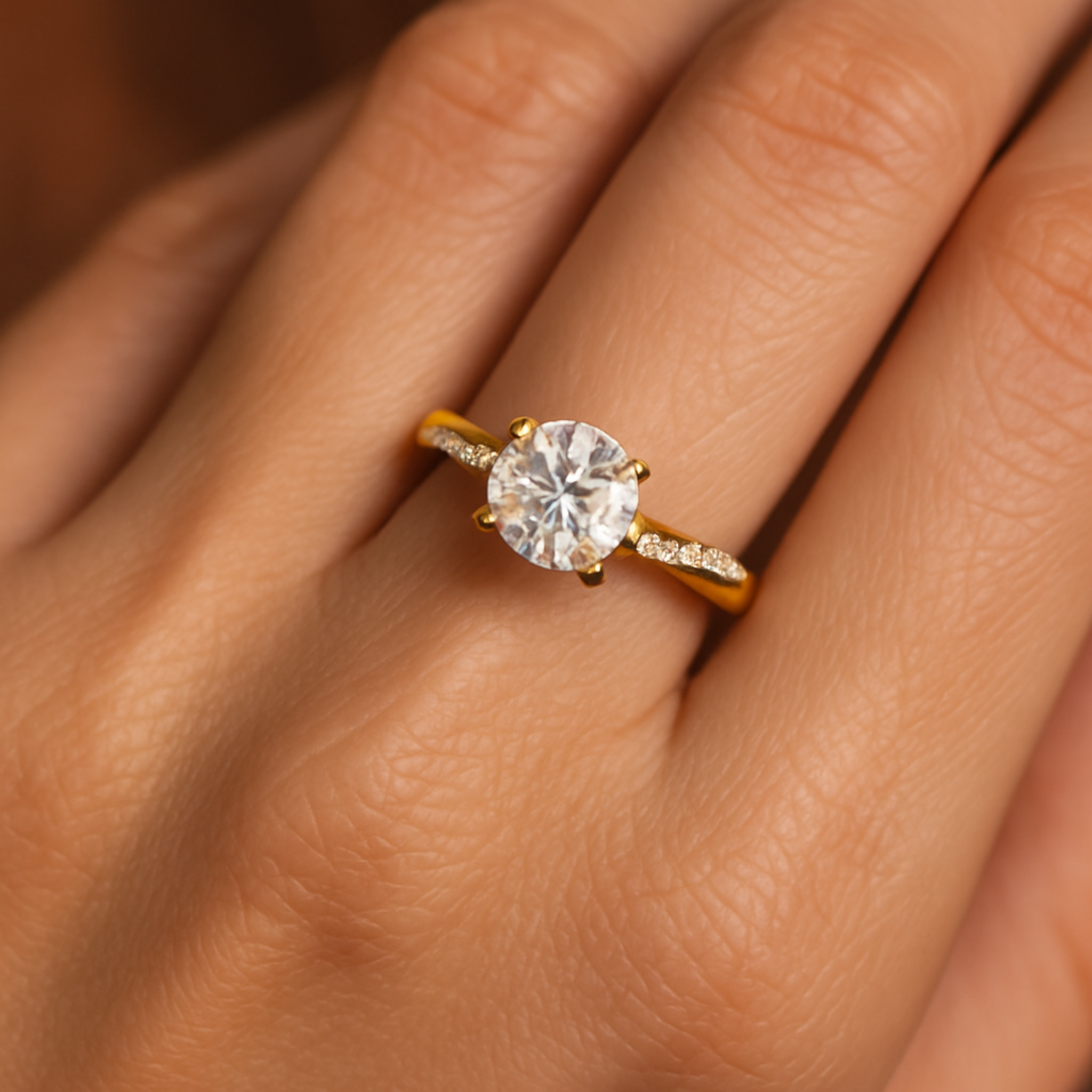 Bague de fiançailles plaquée or avec cristal