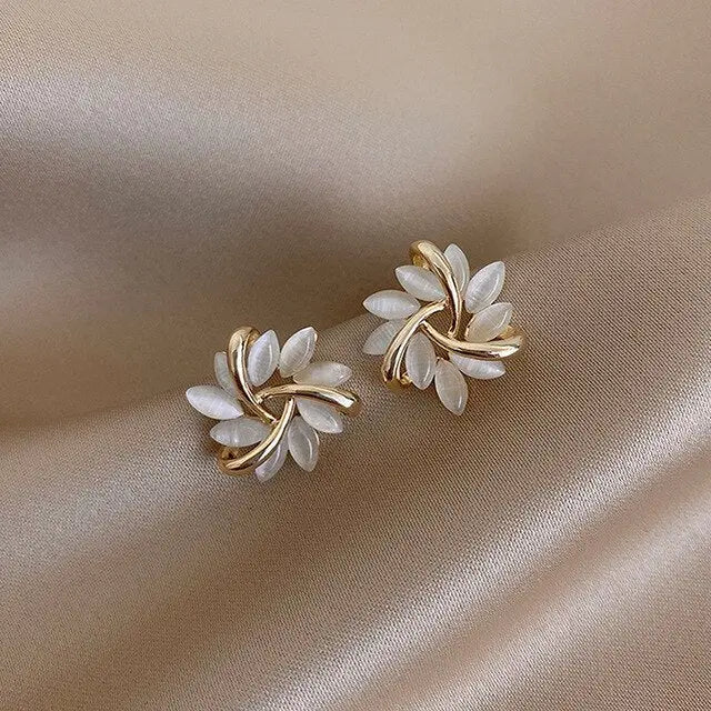 Boucles d'oreilles Opale Blanche