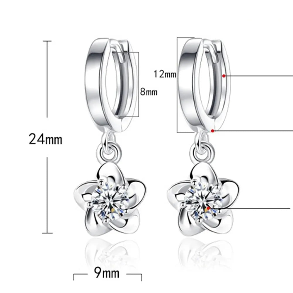 Boucles d'oreilles en argent sterling avec des zirconiums violets et blancs