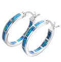 Boucles d'oreilles en forme de cercle avec opale bleue