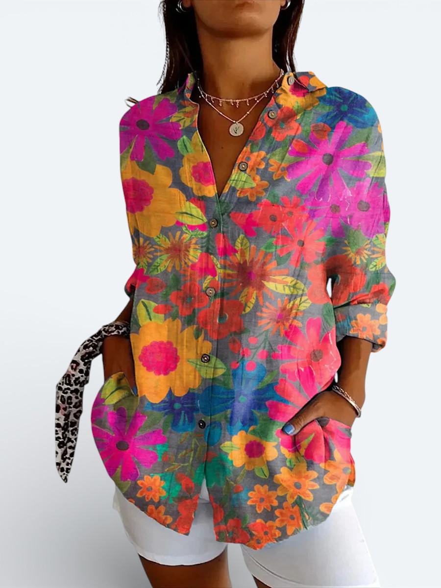 Valeria | Chemise à boutons artistique colorée
