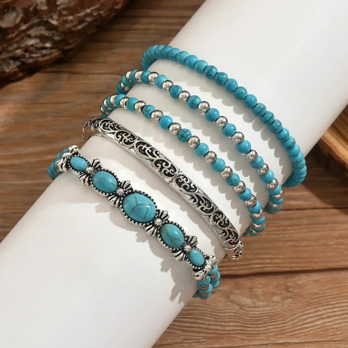 Ensemble de bracelets bohème avec perles turquoise
