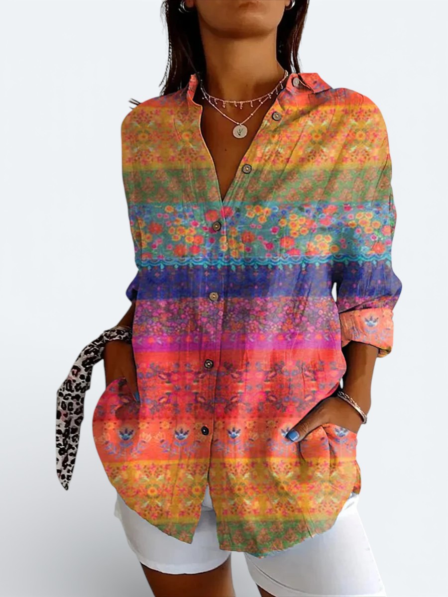 Valeria | Chemise à boutons artistique colorée