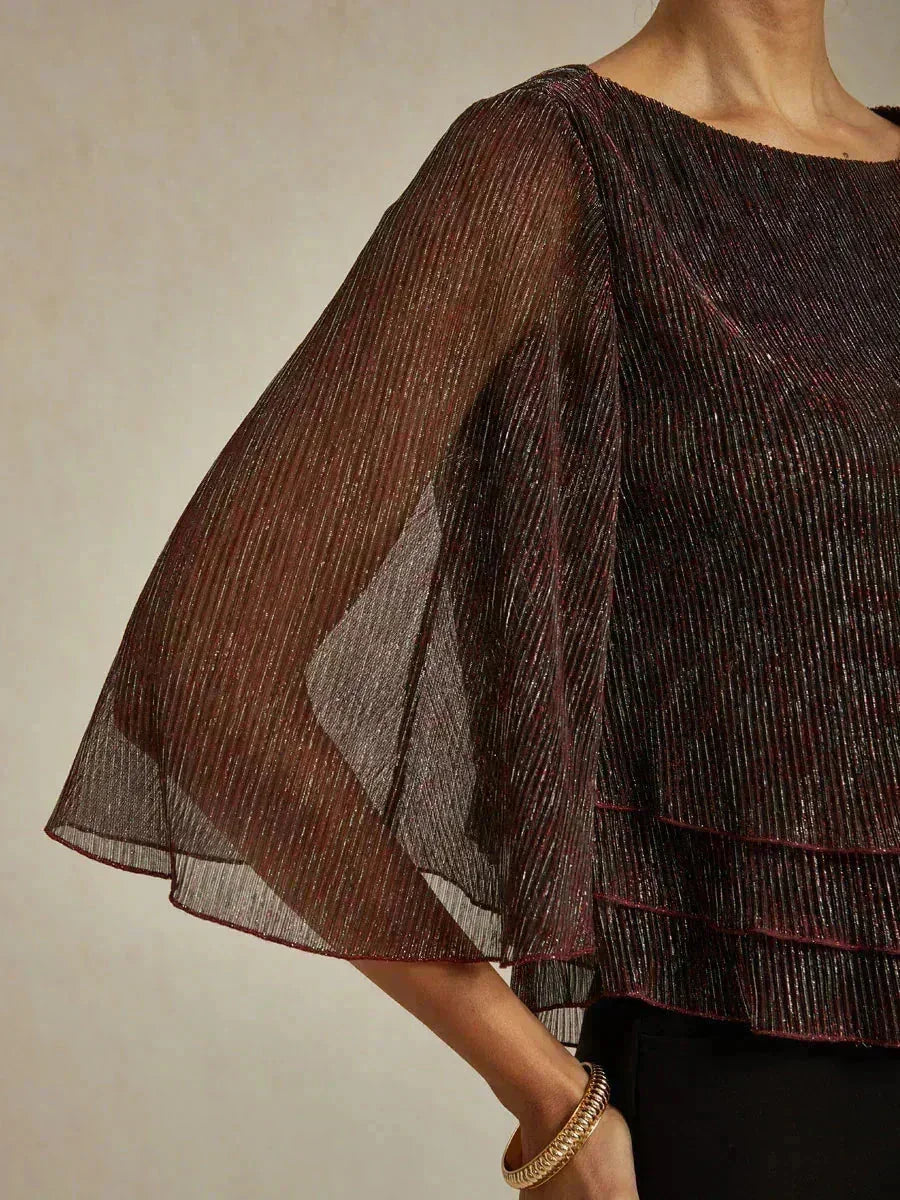 Chemise à couches asymétrique en chiffon froissé métallique