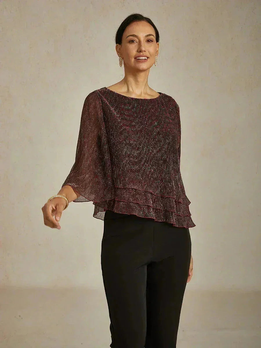 Chemise asymétrique en soie métallique plissée