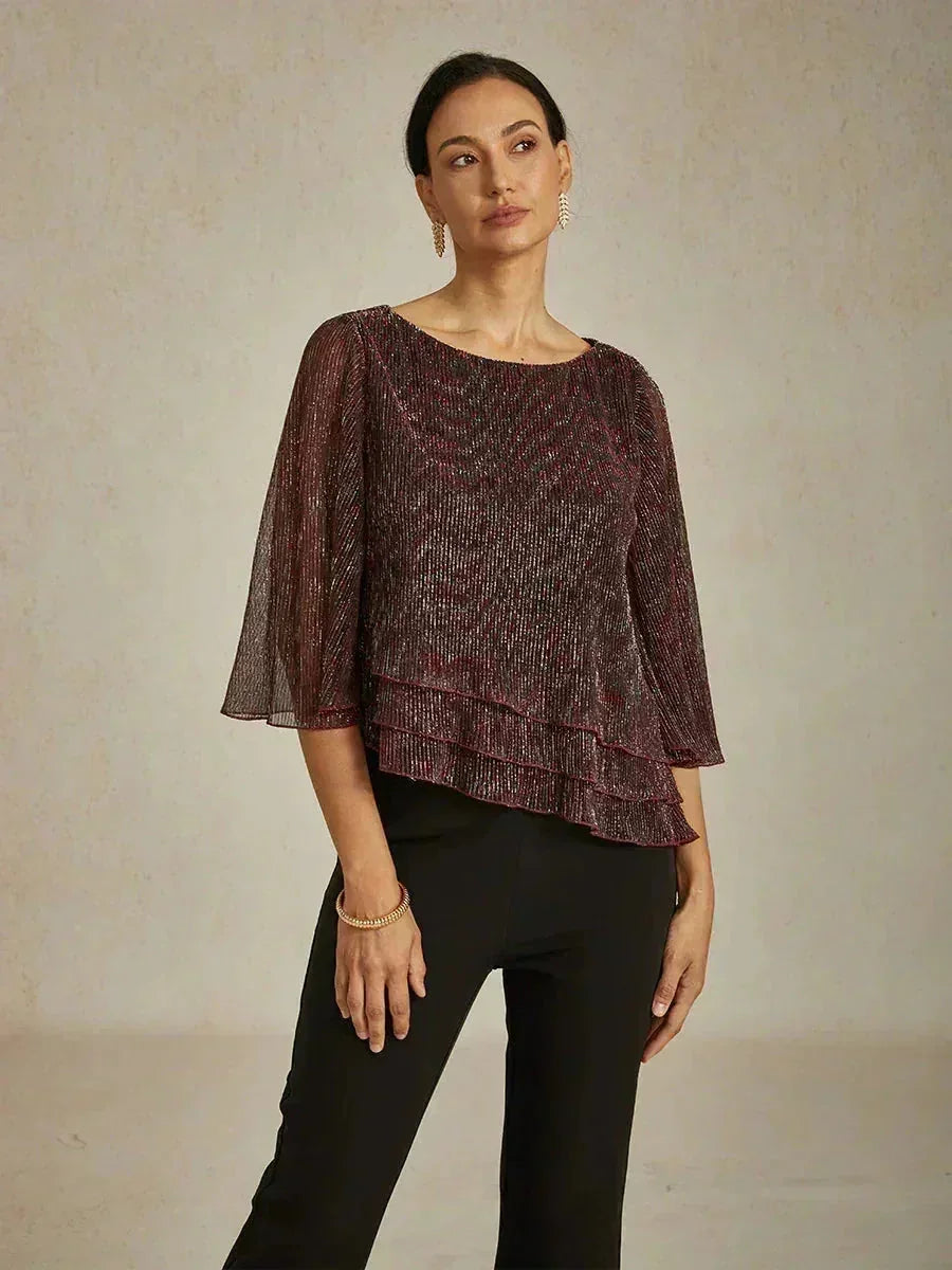 Chemise à couches asymétrique en chiffon froissé métallique