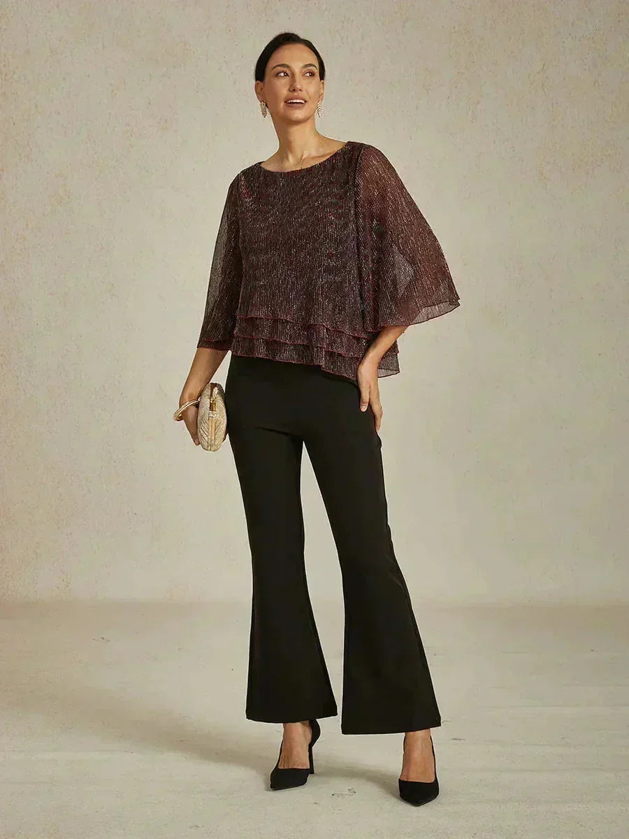 Chemise à couches asymétrique en chiffon froissé métallique