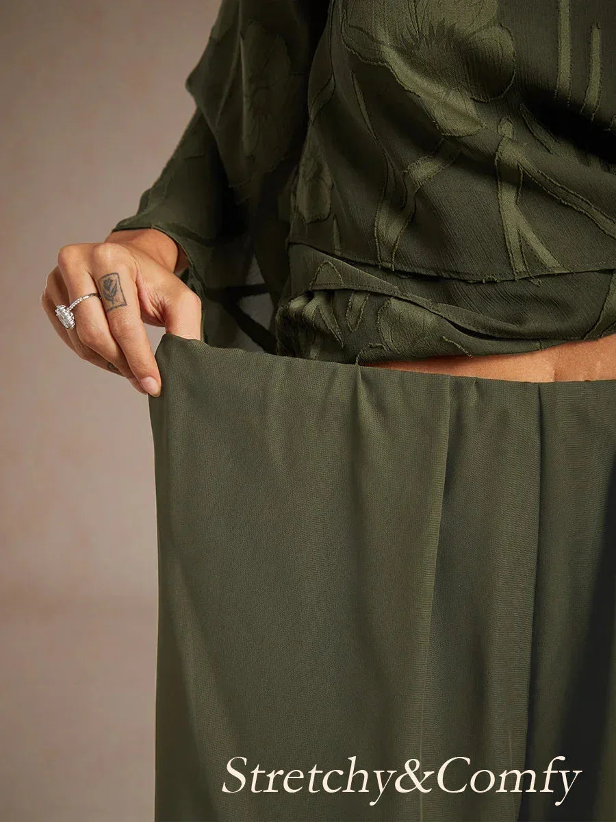 Pantalons à coupe droite avec une couche de chiffon