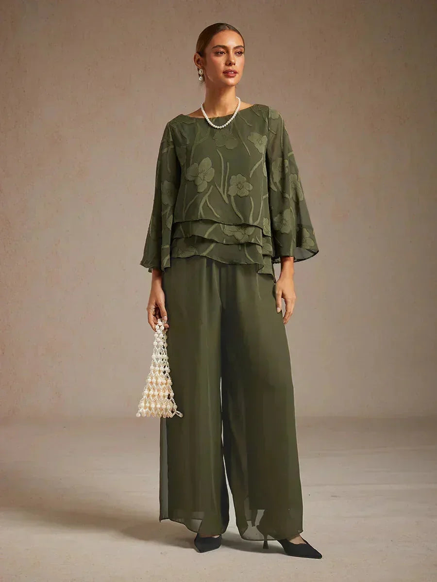 Pantalons droits avec une couche de chiffon fendue