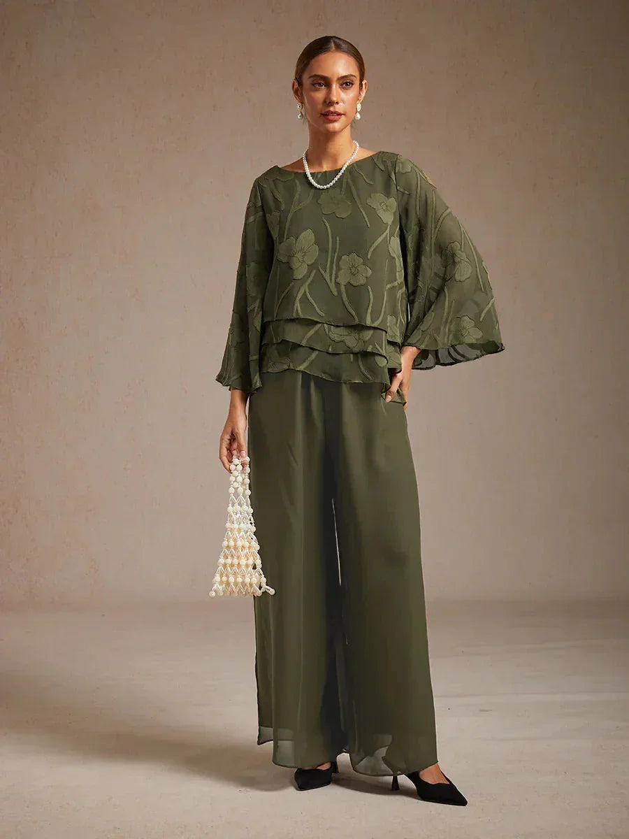 Pantalons à coupe droite avec une couche de chiffon