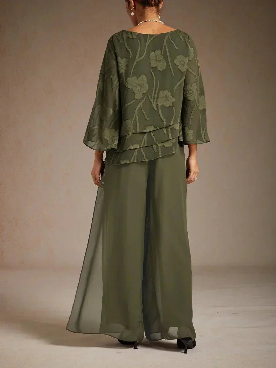 Pantalons droits avec une couche de chiffon fendue
