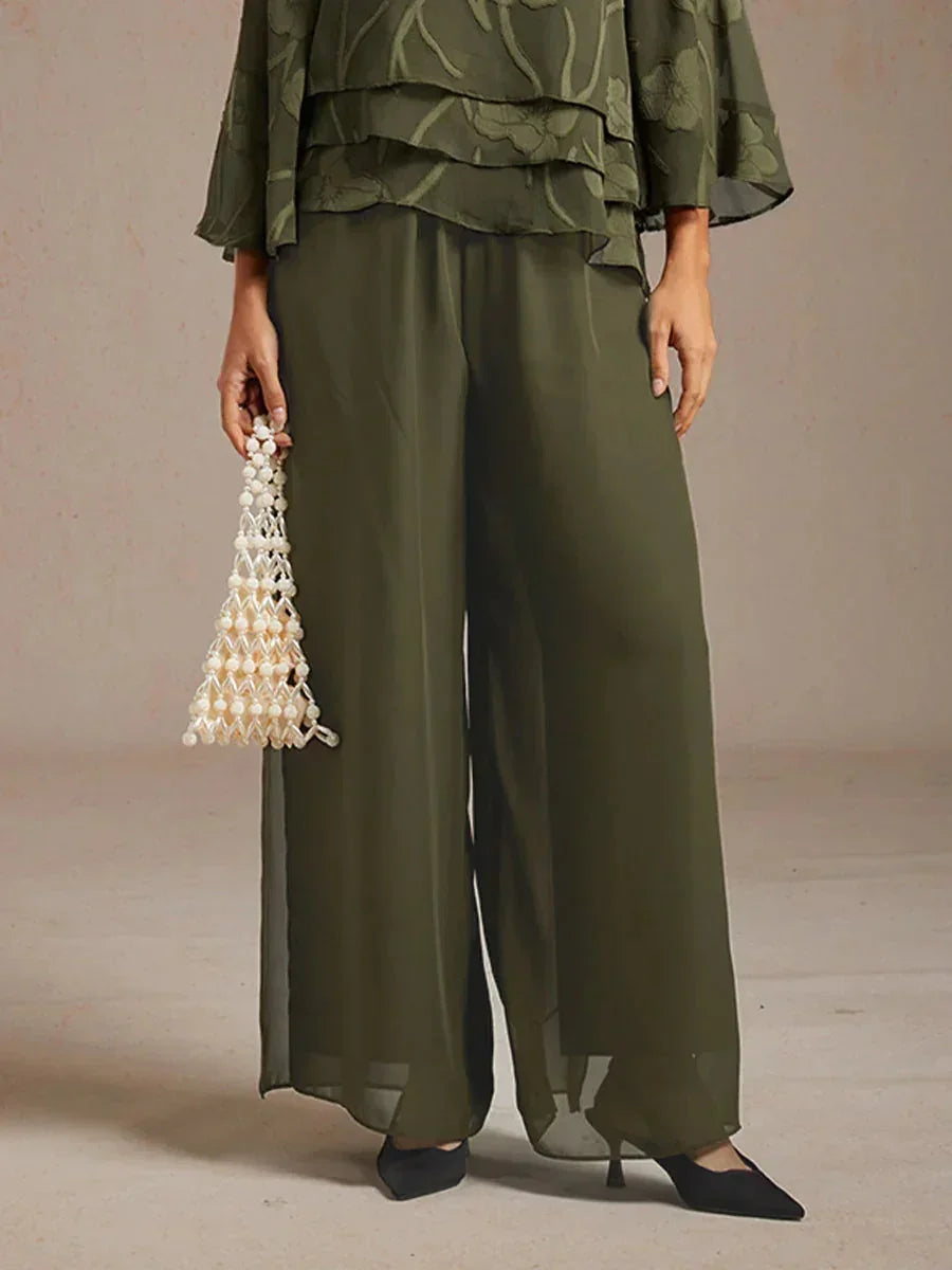 Pantalons droits avec une couche de chiffon