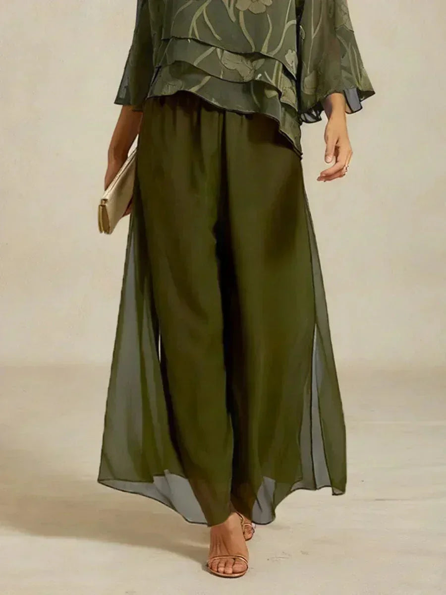 Pantalons à jambes droites avec une couche de chiffon découpée