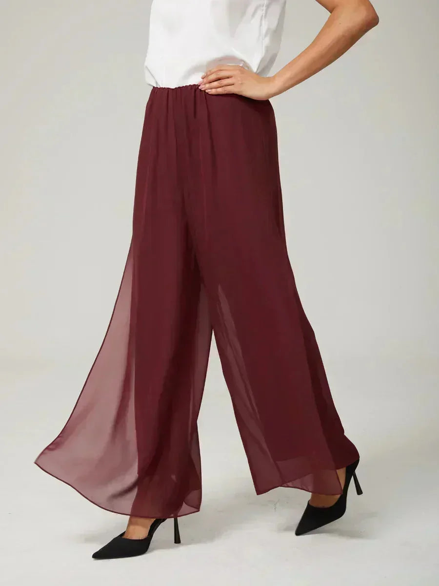 Pantalons droits avec une couche de chiffon