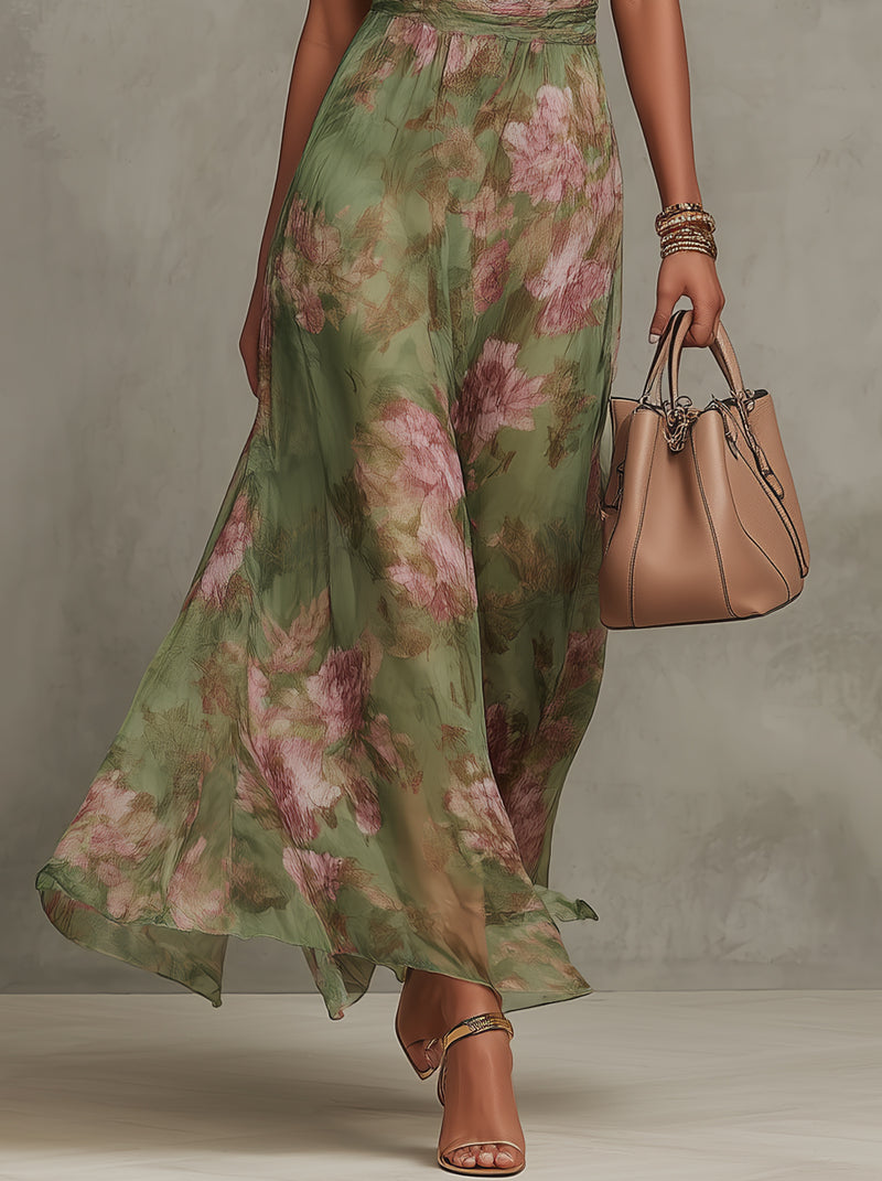 Libye - Robe maxi avec col fleuri