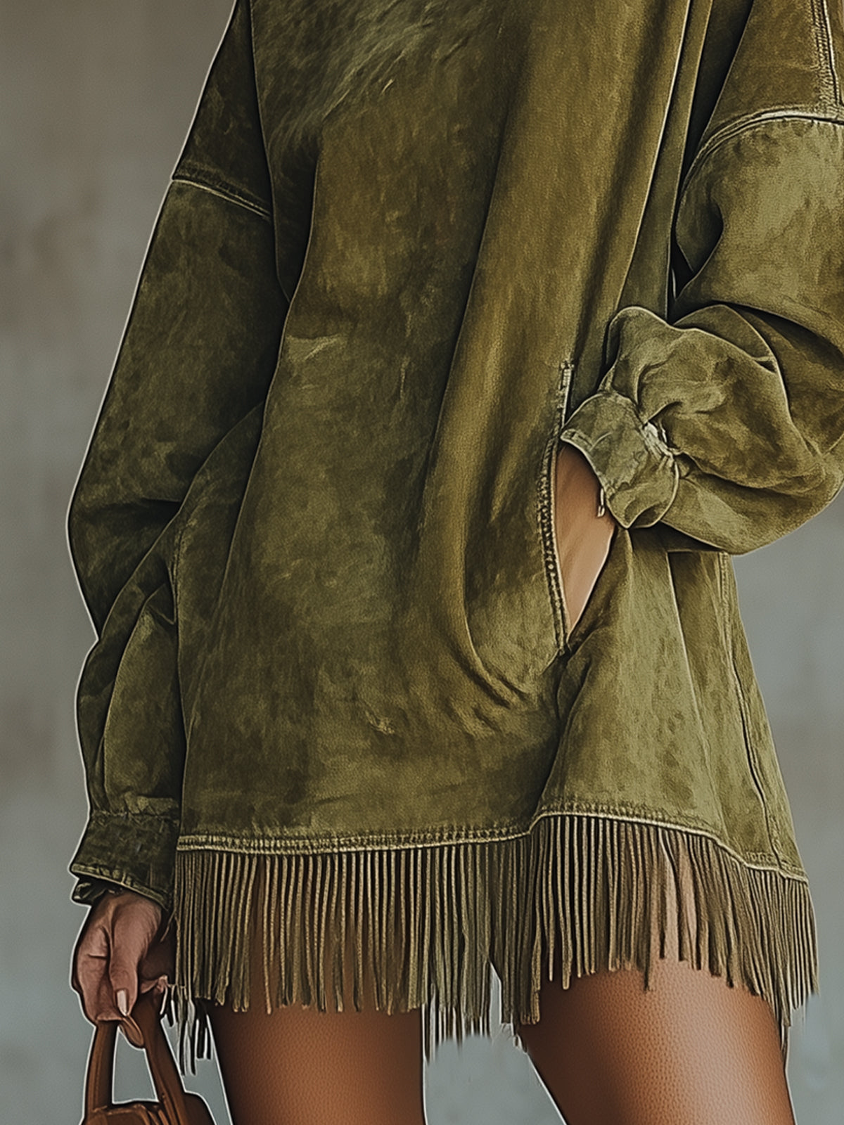 Robe t-shirt à col montant - Olive