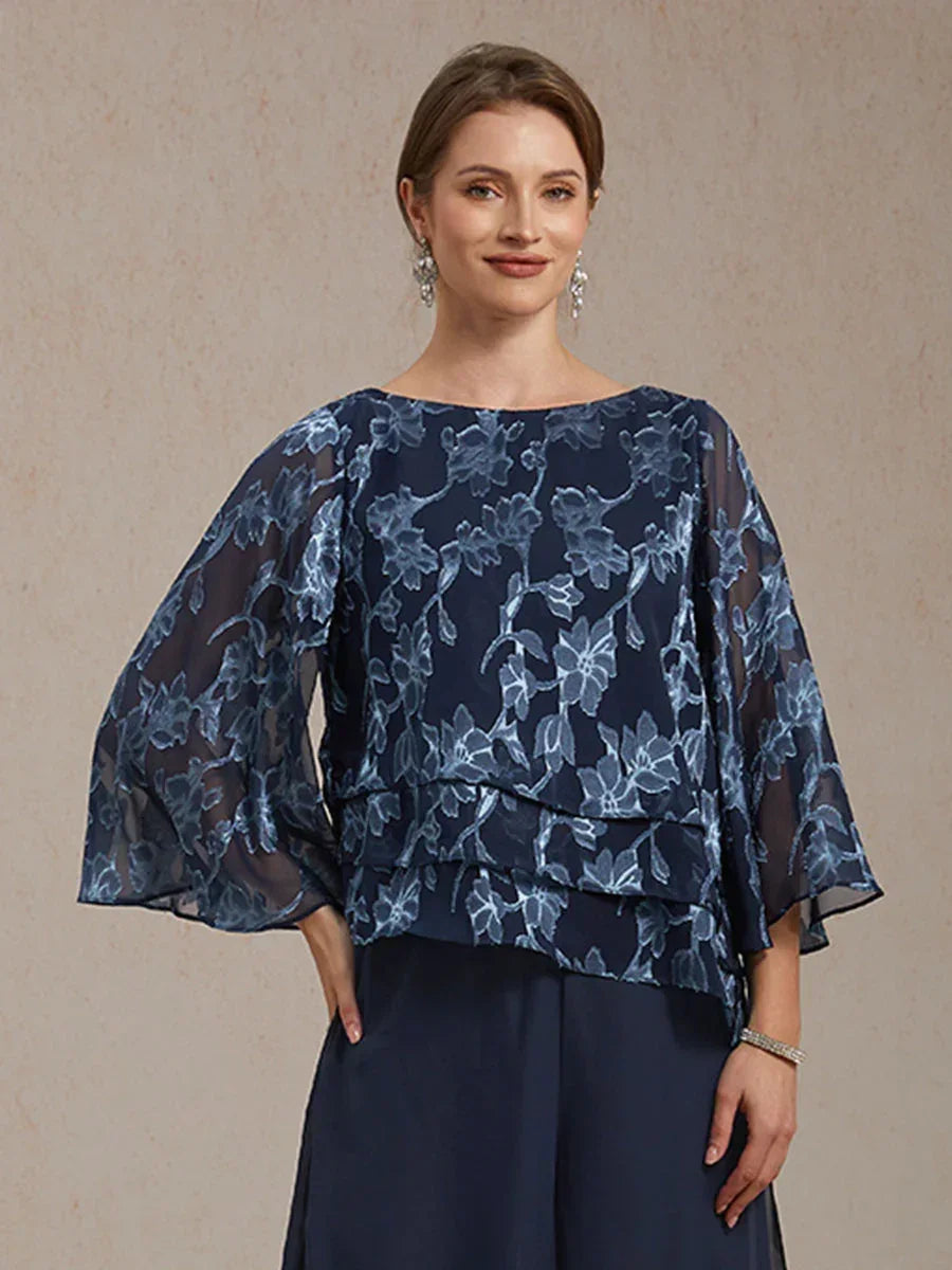 Chemise en chiffon floral avec col bateau