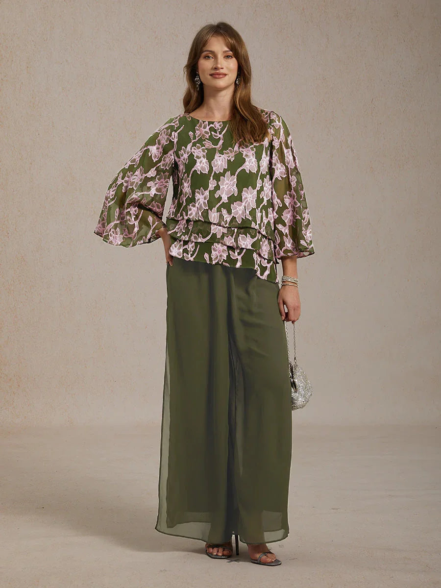 Chemise en chiffon floral avec col bateau
