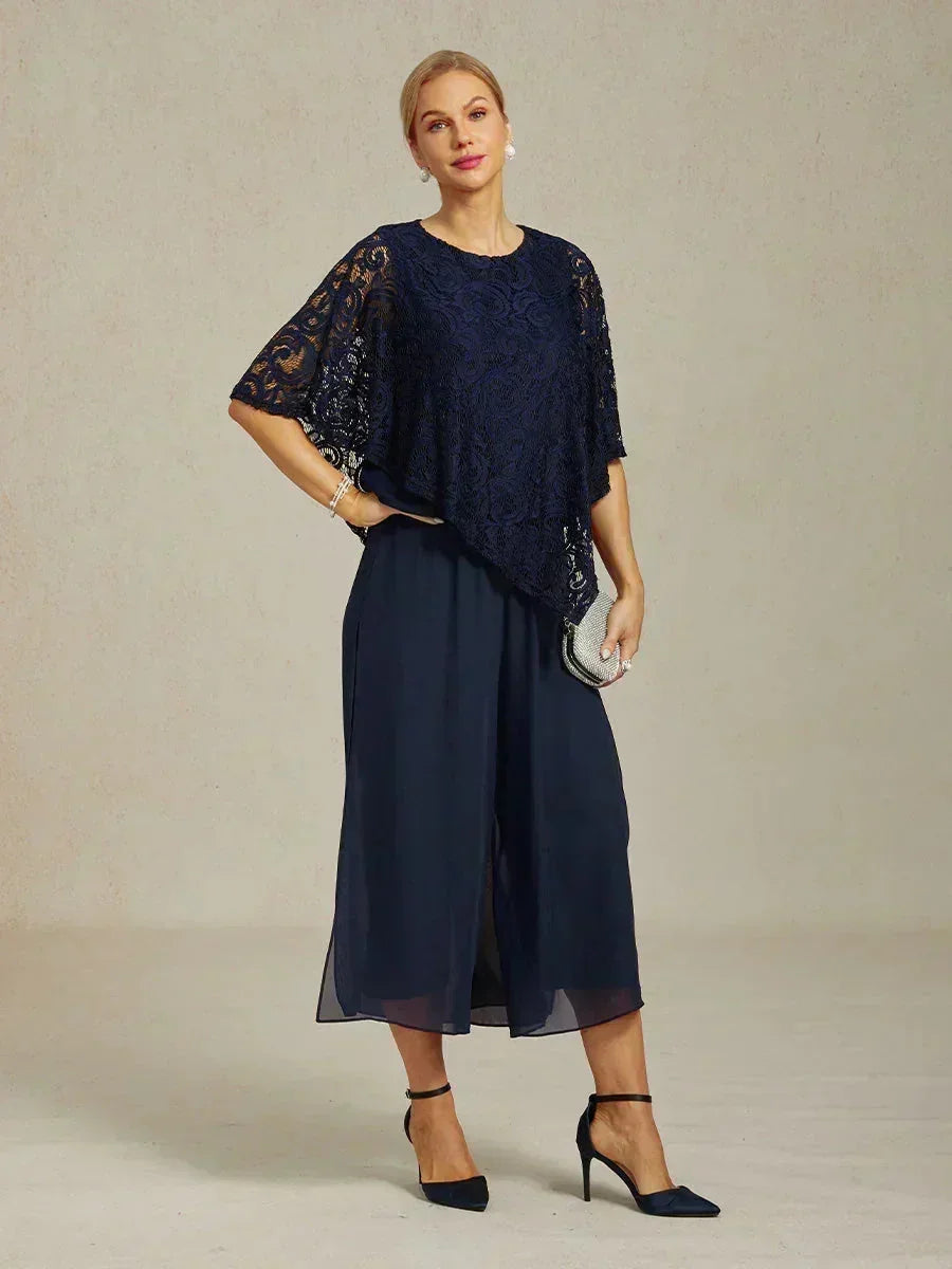 Pantalons droits courts avec une couche de chiffon