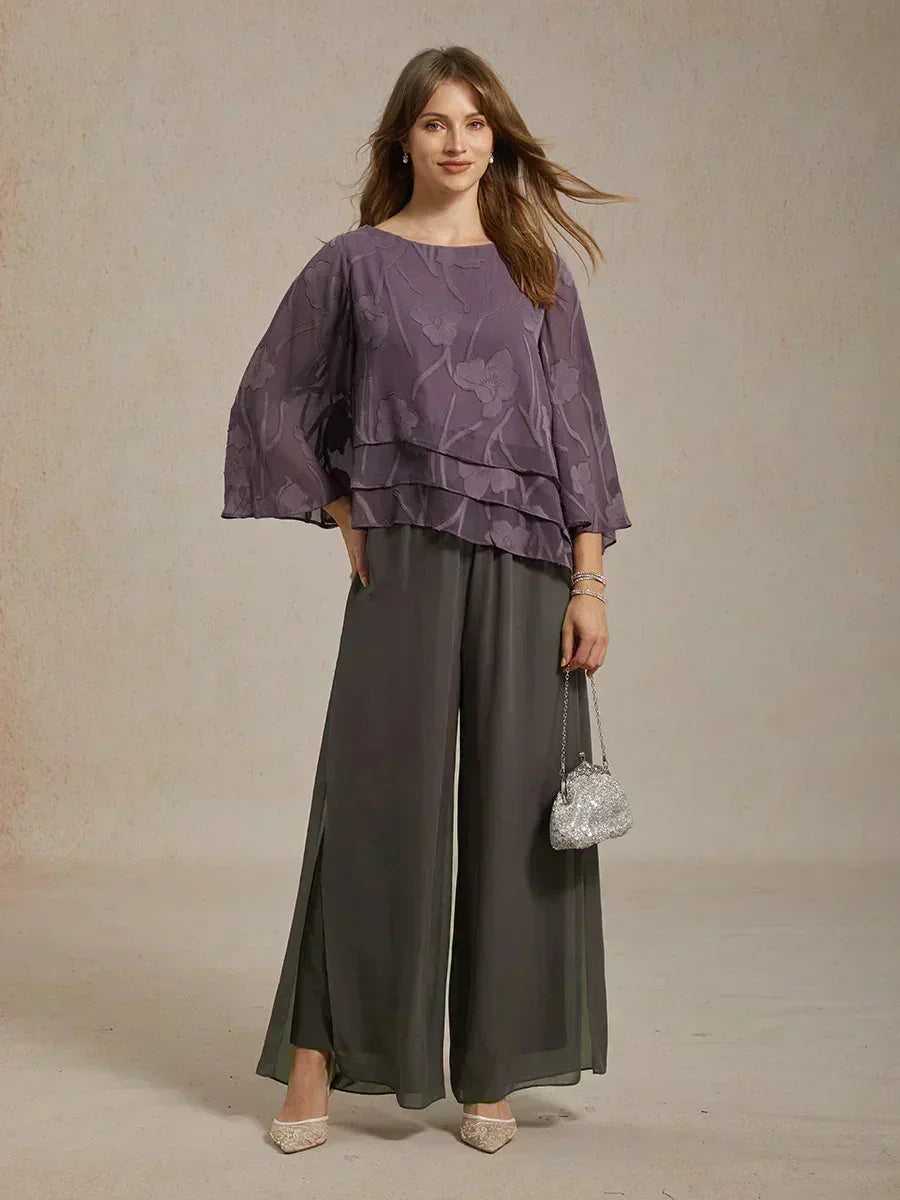 Pantalons à jambes droites avec une couche de chiffon découpée