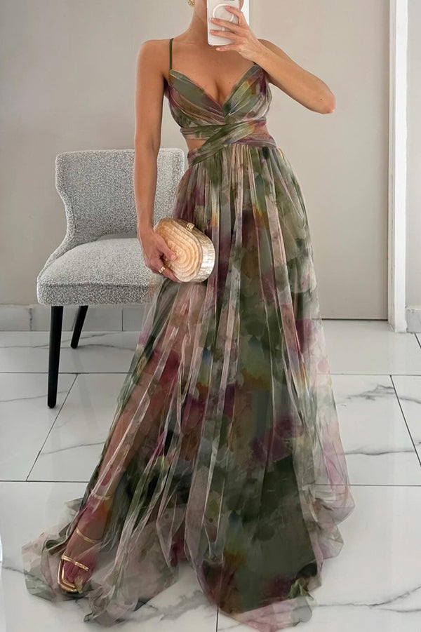Alina – Robe longue tendance avec col en V pour femmes
