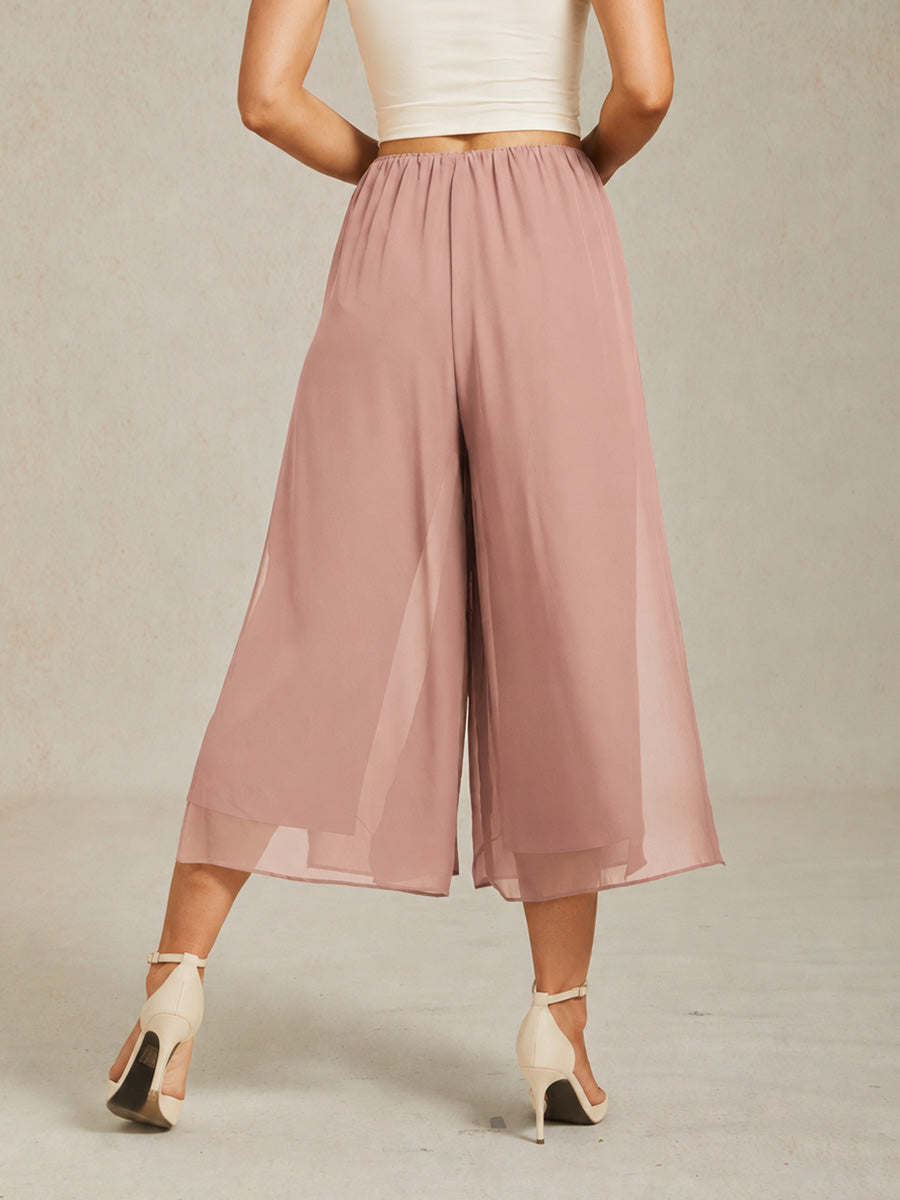 Pantalons droits courts avec une couche de chiffon