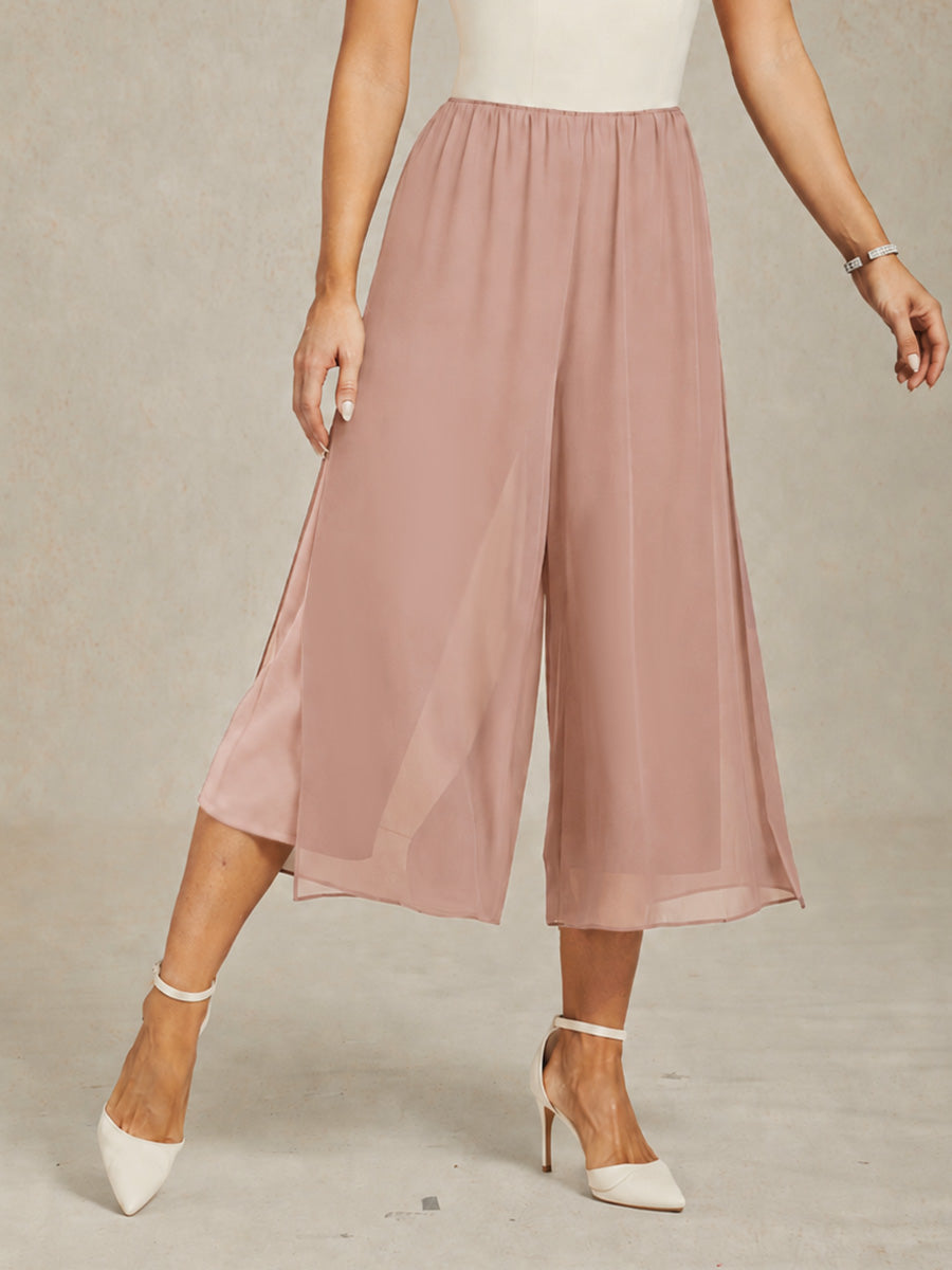 Pantalons droits courts avec une couche de chiffon