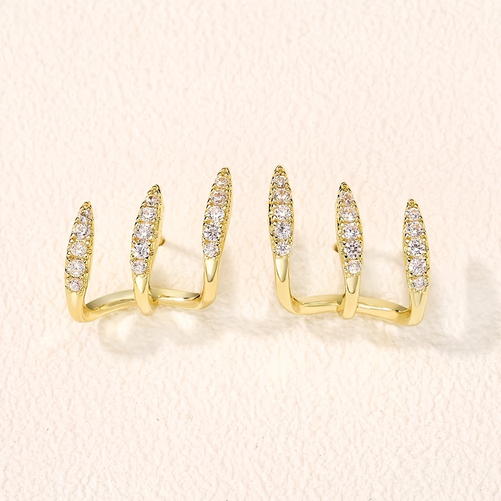 Boucles d'oreilles élégantes avec pierres précieuses en trois supports
