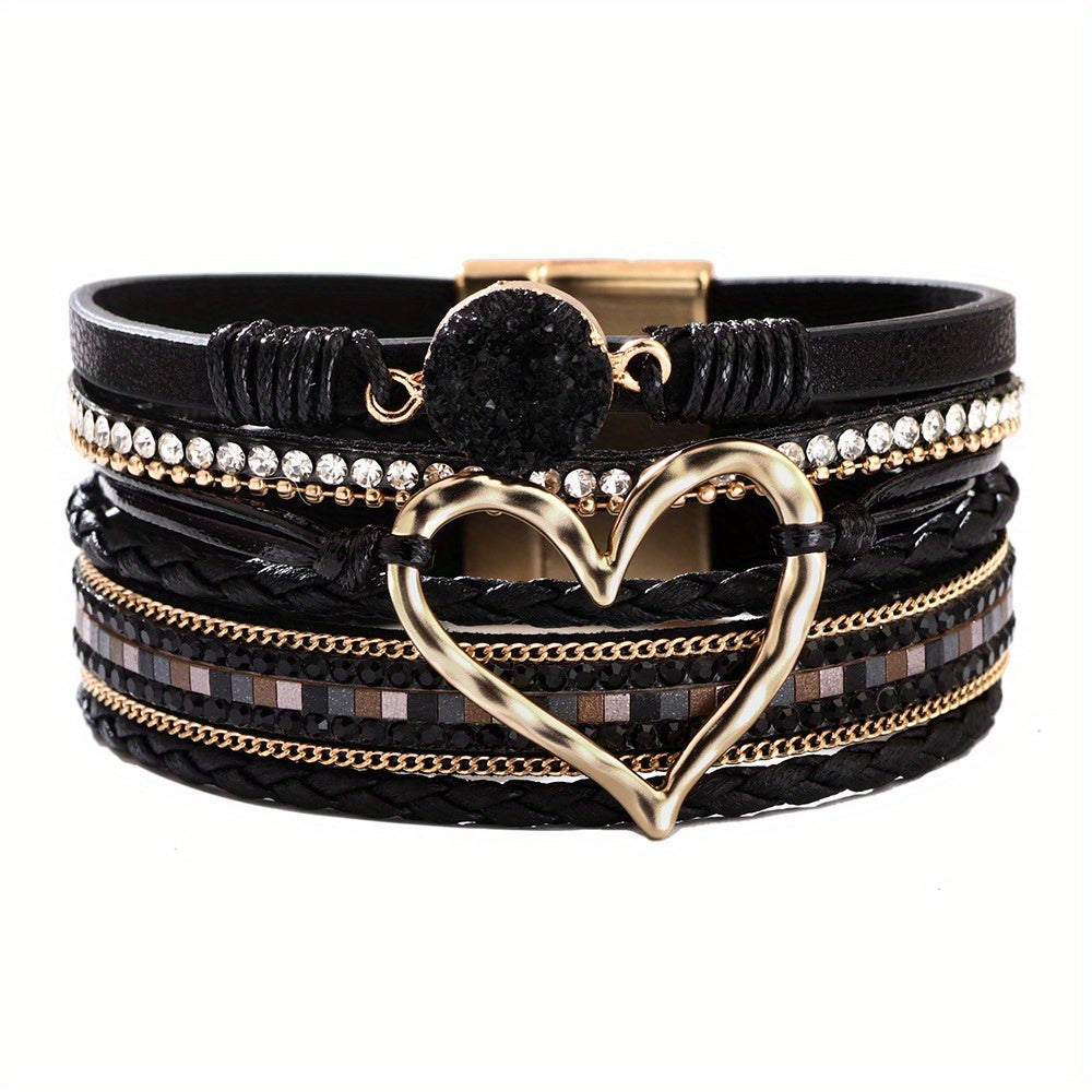 Bracelet boho multi-couches en cuir