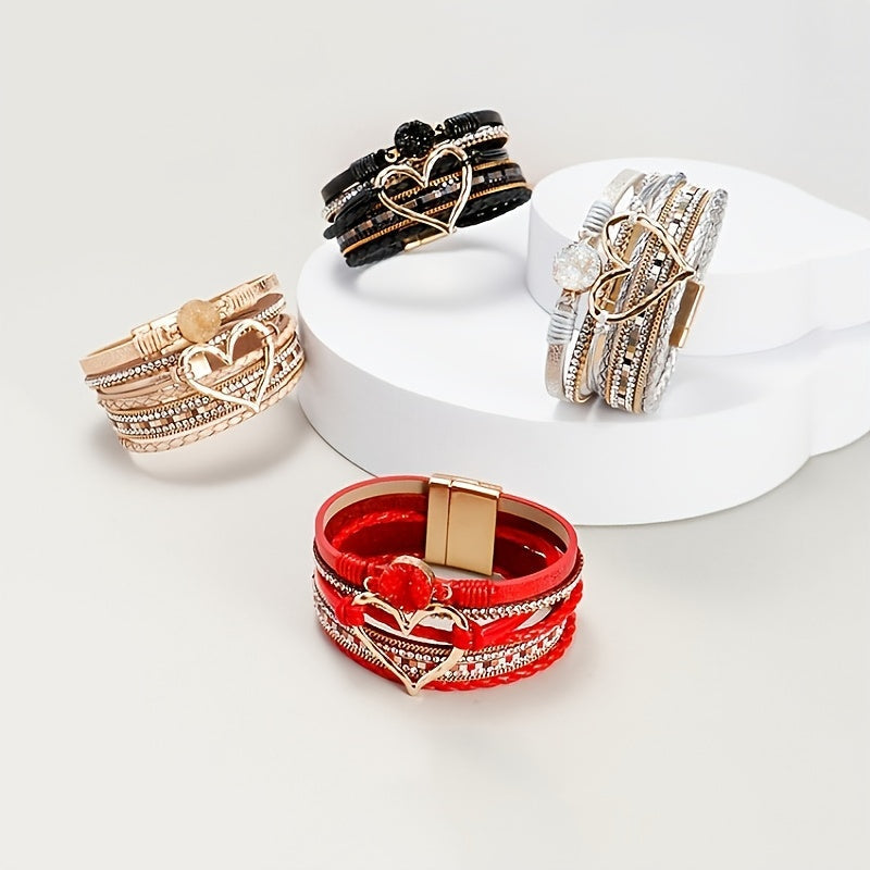 Bracelet boho multi-couches en cuir