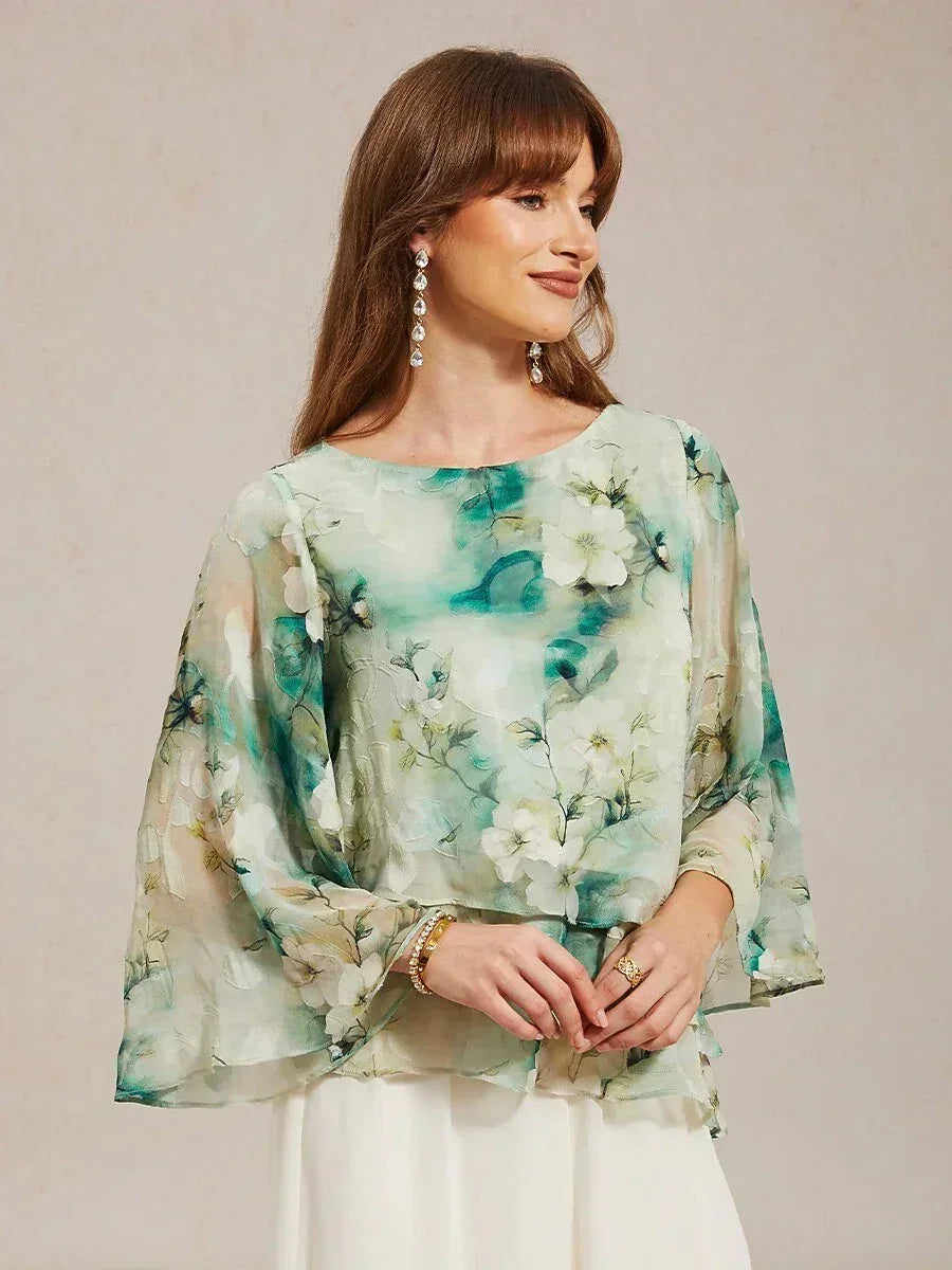 Chemisier en chiffon avec dentelle et motif floral