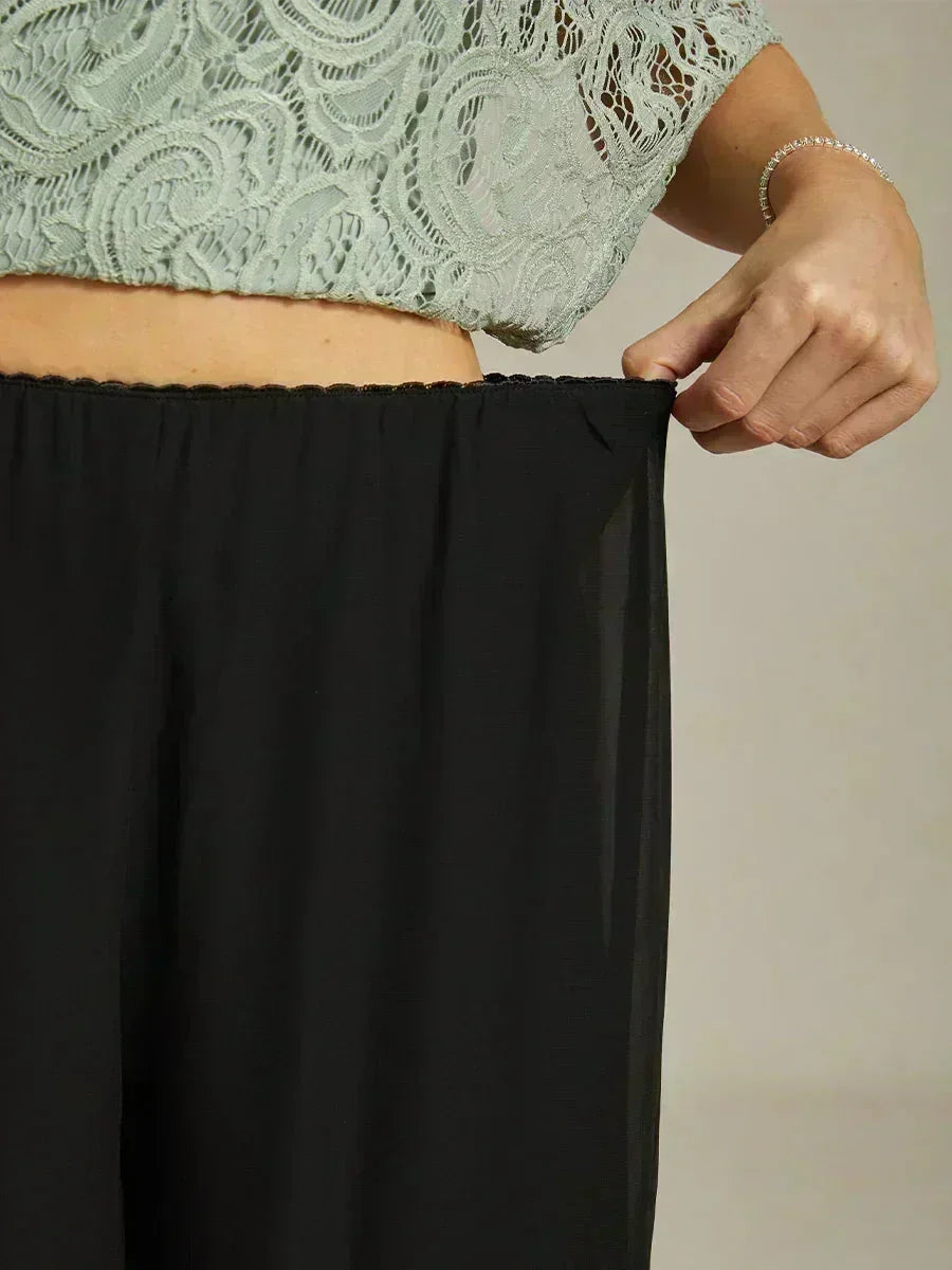 Pantalons droits avec une couche de chiffon