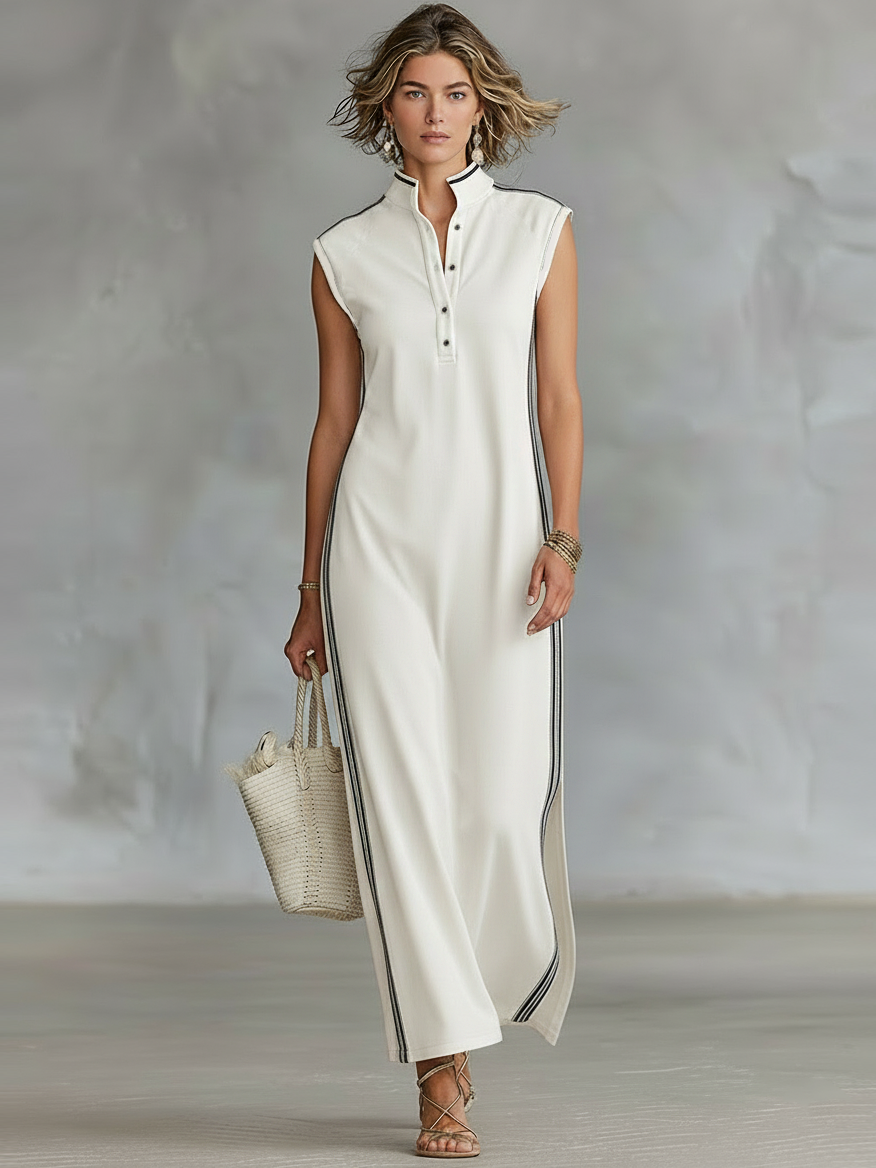 Robe maxi de style athlétique pour femmes avec manches MDZ1960C6Y