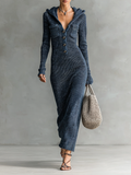 Robe maxi tricotée à capuche ajustée pour femmes MDA1451H6Y