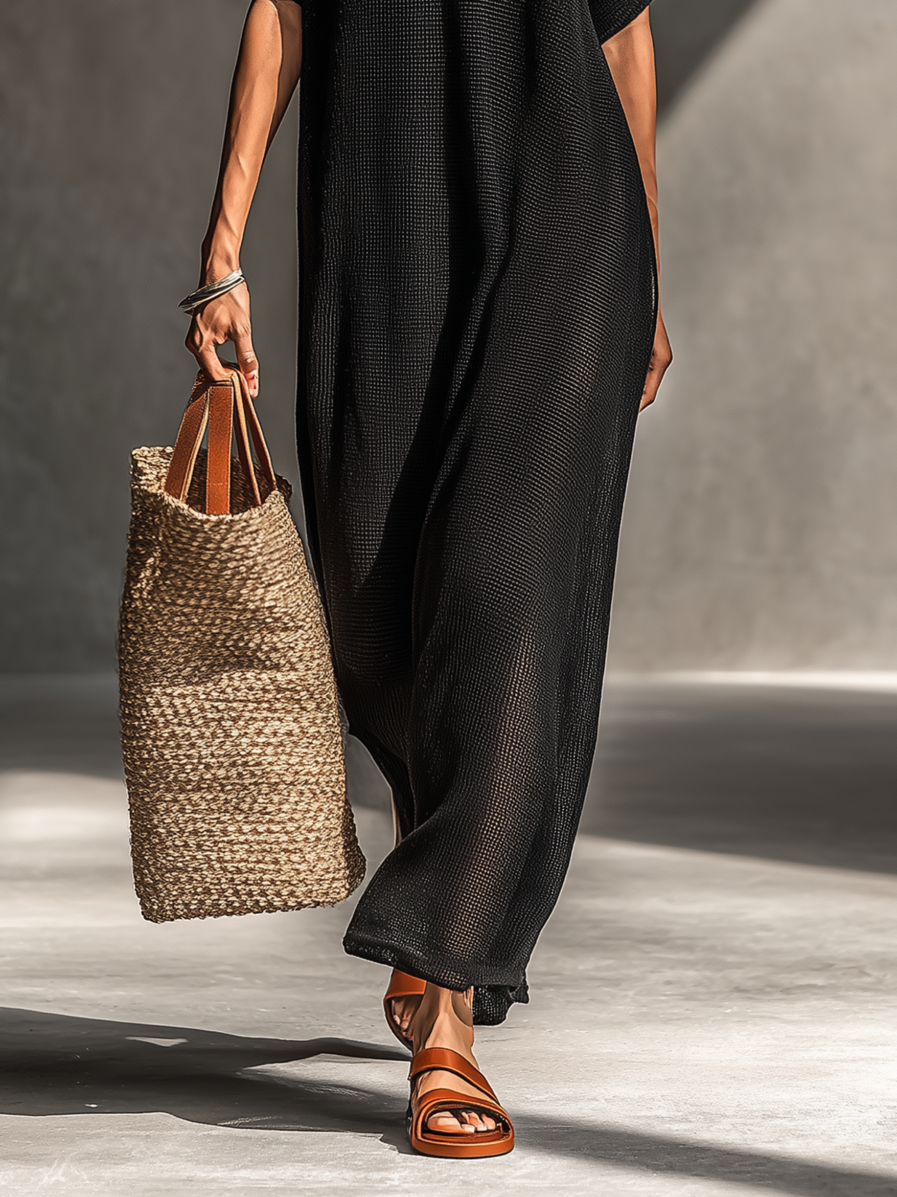 Robe maxi à manches courtes pour femmes minimalistes MDZ0911A8Y