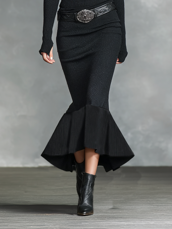 Robe maxi tricotée pour femmes avec col V ajusté et manches longues (sans ceinture) MDA0717H5Y