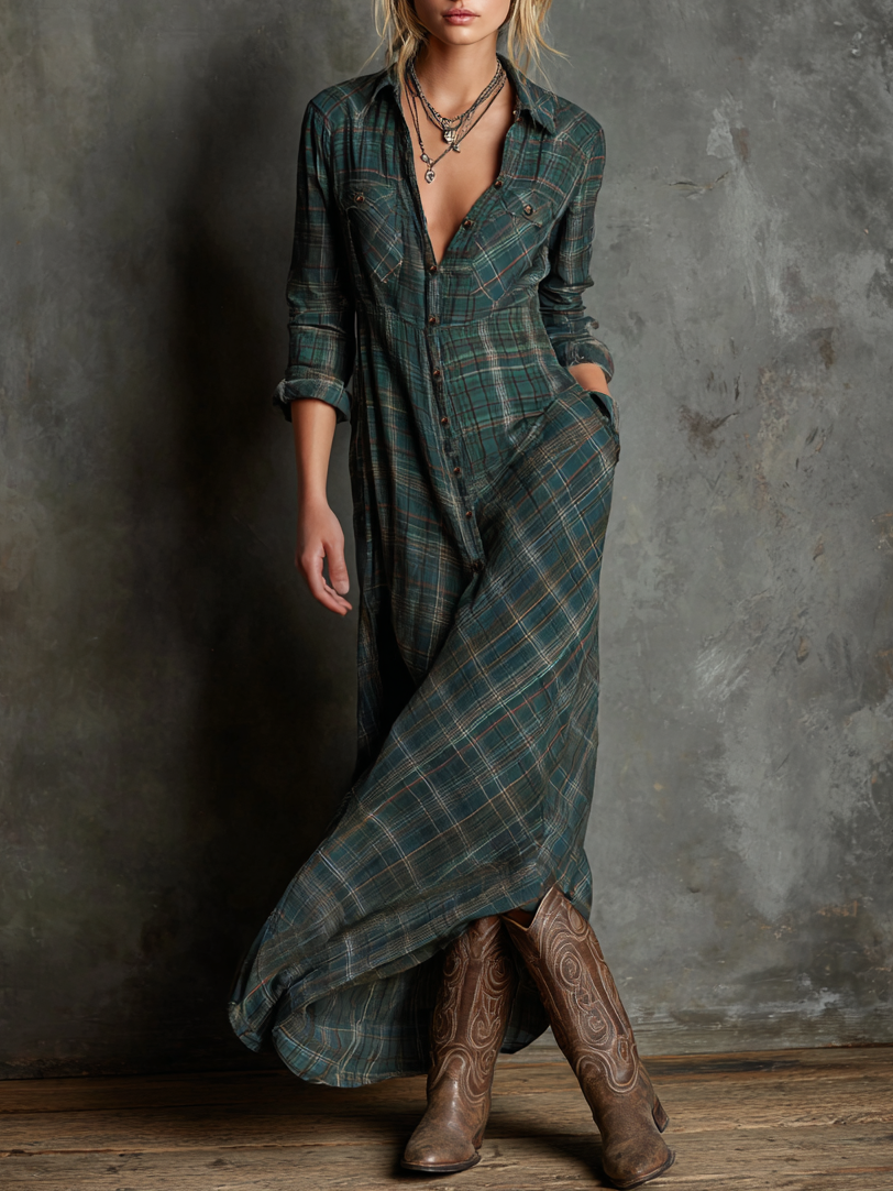 Robes maxi avec col en V pour femmes à rayures