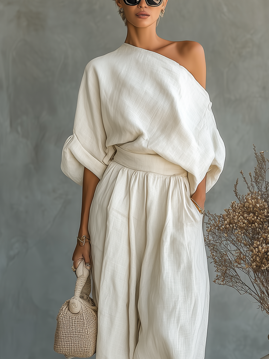 Lisa | Ensemble top doux sans bretelles et pantalons ajustés