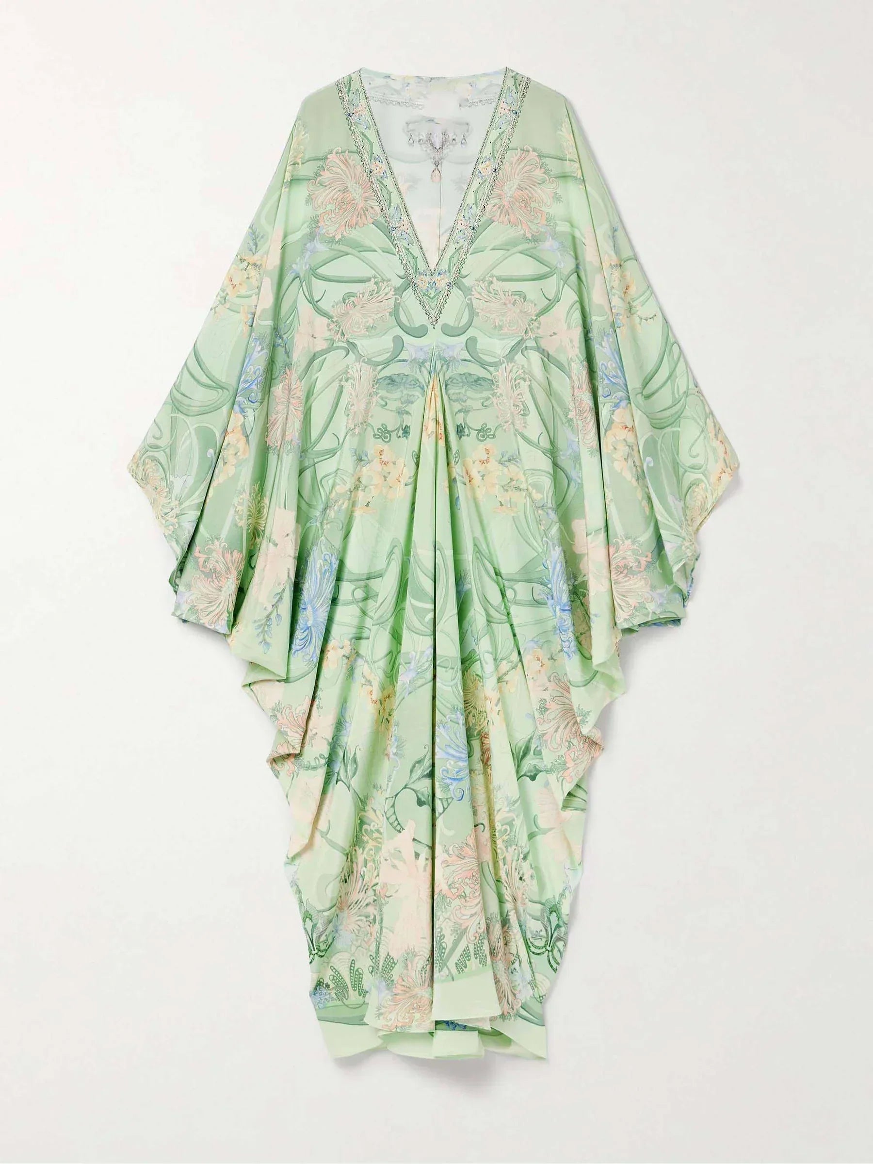 Robe maxi fleurie verte