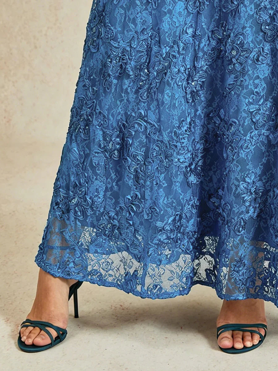 Robes A-Line en dentelle avec des décorations de sequins
