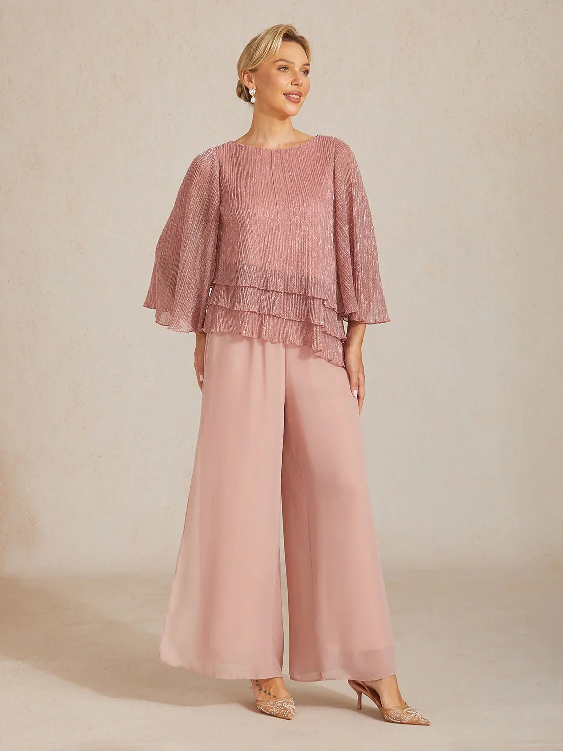 Chemise asymétrique en soie métallique plissée