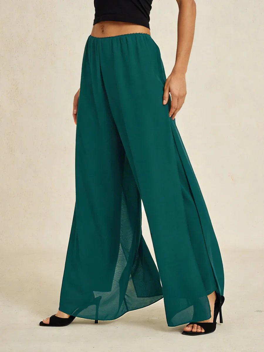 Pantalons droits avec une couche de chiffon