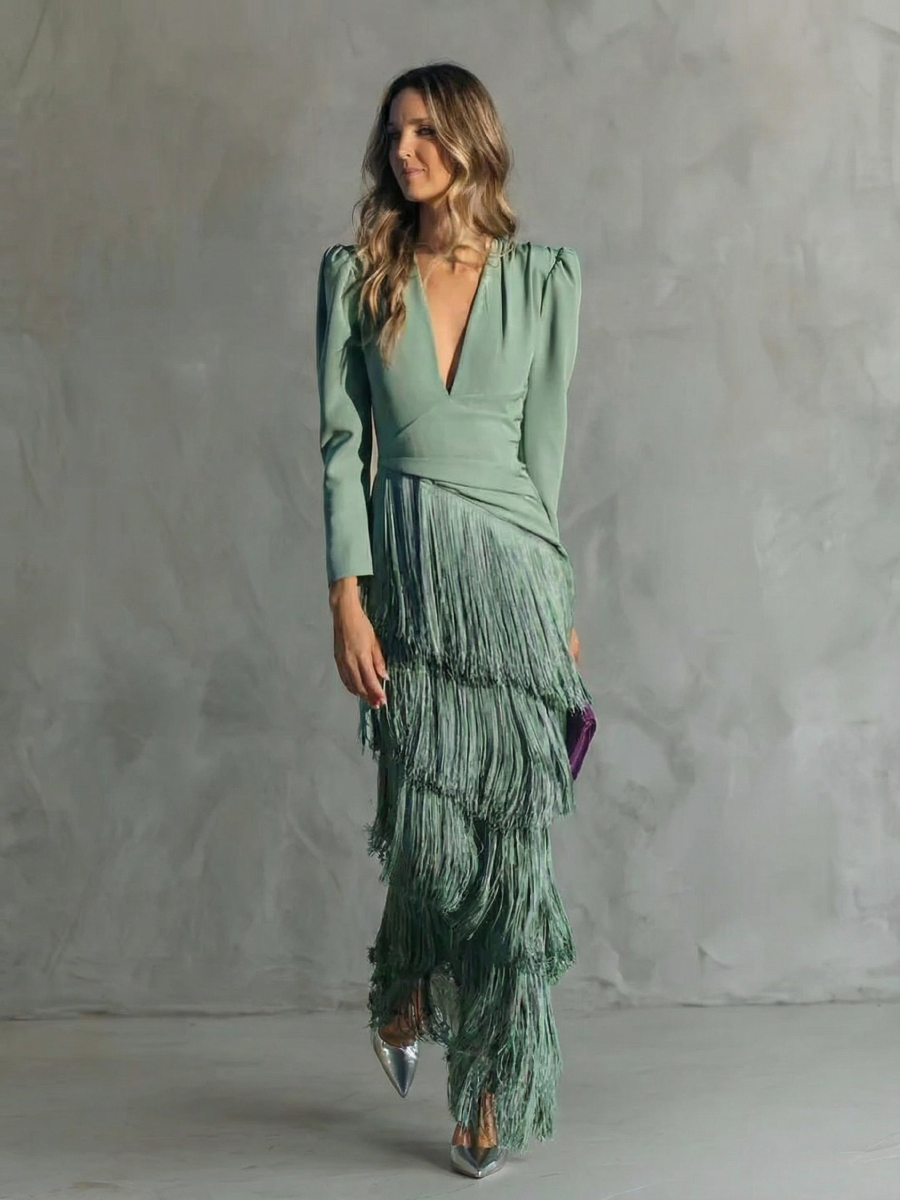 Alesia - Robe midi élégante avec des manches à volants
